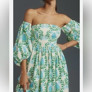 Anthropologie Let Me Be Long-Sleeve Printed Midi Dress